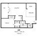 432 North Palm Drive - 1 Bedroom, 1½ Baths, Den - Floor Plan